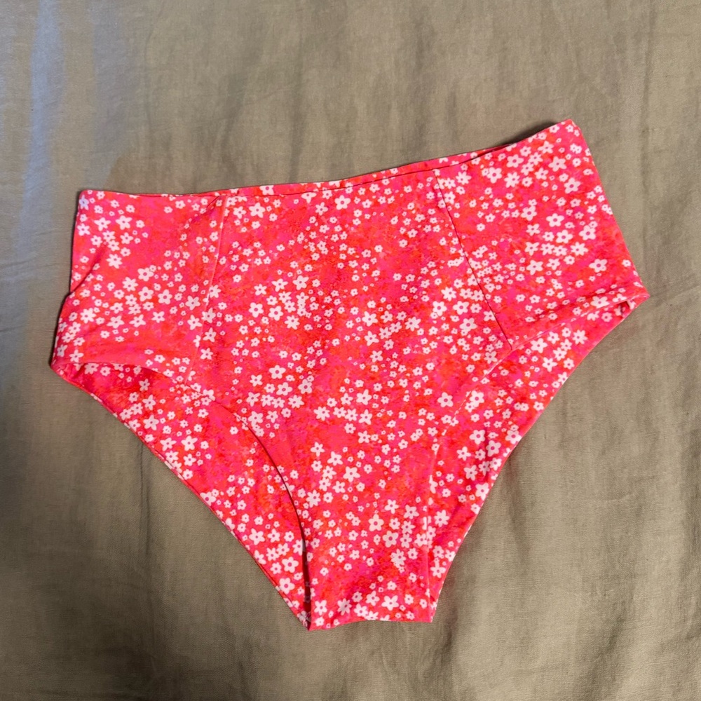 Kulani Kini High Waist Panel Bikini Bottom - Coral Crush